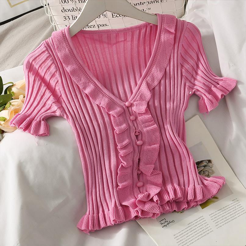 women ruffles short flare sleeve sweater cardigans lady deep v neck single breasted summer thin crop female, White;black
women ruffles short flare sleeve sweater cardigans lady deep v neck single breasted summer thin crop female, White;black