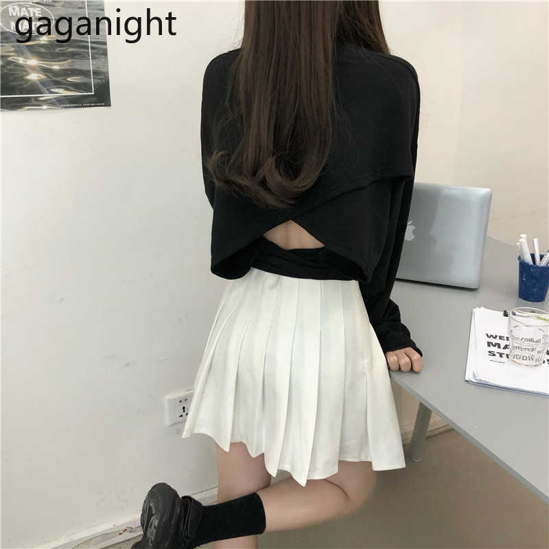 Gaganight Fashion Women Back Bow Jumper Sweet Lady Long Sleeve Hoodies Chic Korean Girls Sweatershirt Solid Crop Jumpers 210729