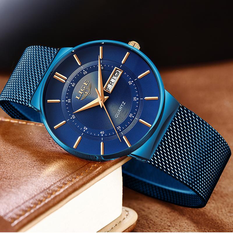 Quartz Gold Clock LIGE Mens Watches Top Watch For Man Simple Mesh Belt Waterproof Wristwatch Reloj Hombre Wristwatches, Black rose blue
Quartz Gold Clock LIGE Mens Watches Top Watch For Man Simple Mesh Belt Waterproof Wristwatch Reloj Hombre Wristwatches, Black rose blue