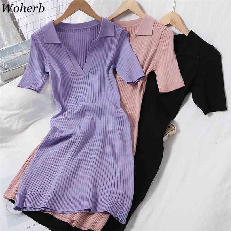Knitted Vestidos De Mujer Solid Short Sleeve Turn Down Collar Bodycon Dress Women Fashion Slim Fit Elegant Casual Dresses 210519, Purple
Knitted Vestidos De Mujer Solid Short Sleeve Turn Down Collar Bodycon Dress Women Fashion Slim Fit Elegant Casual Dresses 210519, Purple