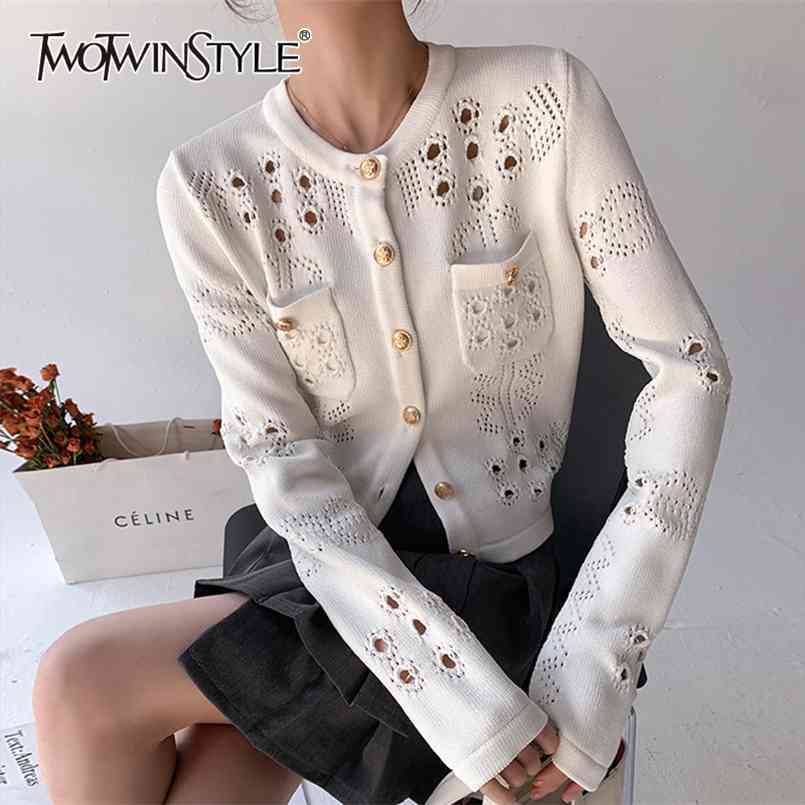 Hollow Out Elegant Sweater For Women O Neck Long Sleeve Patchwork Casual Korean Sweaters Female Fashion Clothes 210524, White 
Hollow Out Elegant Sweater For Women O Neck Long Sleeve Patchwork Casual Korean Sweaters Female Fashion Clothes 210524, White