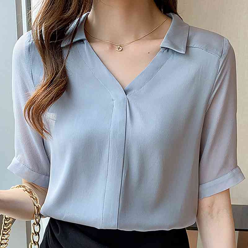 Blusas Mujer De Moda Women Blouses Femme Top Tops Women Summer Short Sleeve Blouse Women V-Neck Chiffon Blouse Shirt E712 210602, Blue
Blusas Mujer De Moda Women Blouses Femme Top Tops Women Summer Short Sleeve Blouse Women V-Neck Chiffon Blouse Shirt E712 210602, Blue