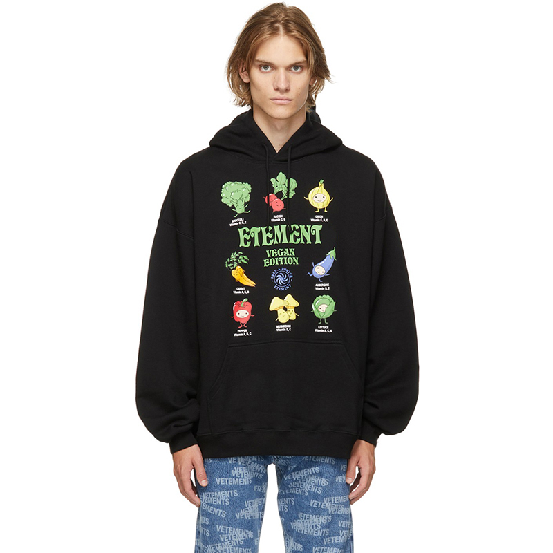 

Oversize Europe UK London Vegetable Cartoon Hoodie Embroidery Hooody Autumn Winter Fashion men women Terry fabrics Pullover Hooded Sweatshirt, Apricot