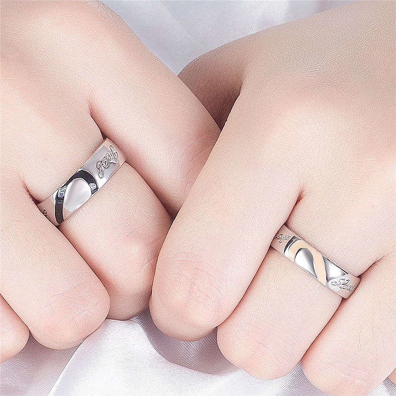 Titanium Steel Love Couple Rings for Men Women Ring Anniversairy Wedding Jewelry Valentine's Day Gift Girlfriend Boyfriend High Quality