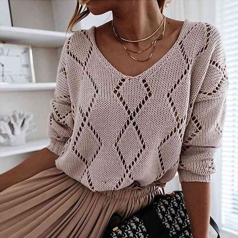 womens autumn pullovers knitted sweaters winter v-neck casual loose hollow sweater female solid long sleeve jumpers, White;black
womens autumn pullovers knitted sweaters winter v-neck casual loose hollow sweater female solid long sleeve jumpers, White;black