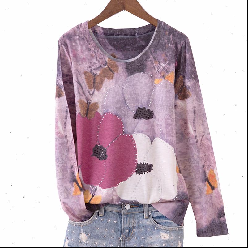 women t shirt floral print plus size 4xl spring long sleeve graphic tees drilling tshirt o neck tee femme, White
women t shirt floral print plus size 4xl spring long sleeve graphic tees drilling tshirt o neck tee femme, White