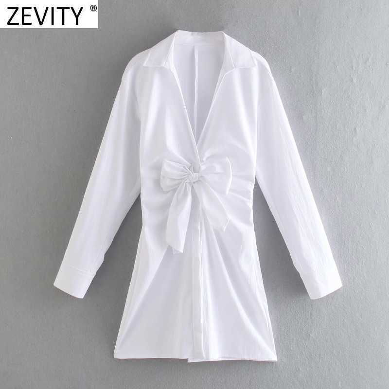Zevity Women Sexy Deep V Neck Front Pleats Bowknot White Mini Dress Office Ladies Long Sleeve Casual Slim Poplin Vestidos DS8104 210603, As pic ds8104bb
Zevity Women Sexy Deep V Neck Front Pleats Bowknot White Mini Dress Office Ladies Long Sleeve Casual Slim Poplin Vestidos DS8104 210603, As pic ds8104bb