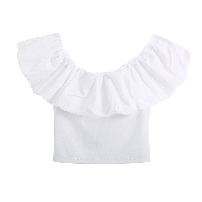 Summer Sexy Off Shoulder White Blouse Women Bodycon Holiday Beach Short Tops Ladies Ruffles Chic Shirt Female Camisas 210515