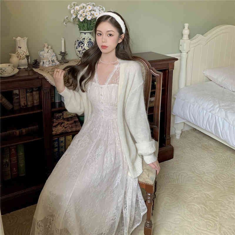 Fairy Elegant Dress Women Casual Evening Party Vintage Dress Female Retro Long Sleeve Dress Korean Autumn 210521