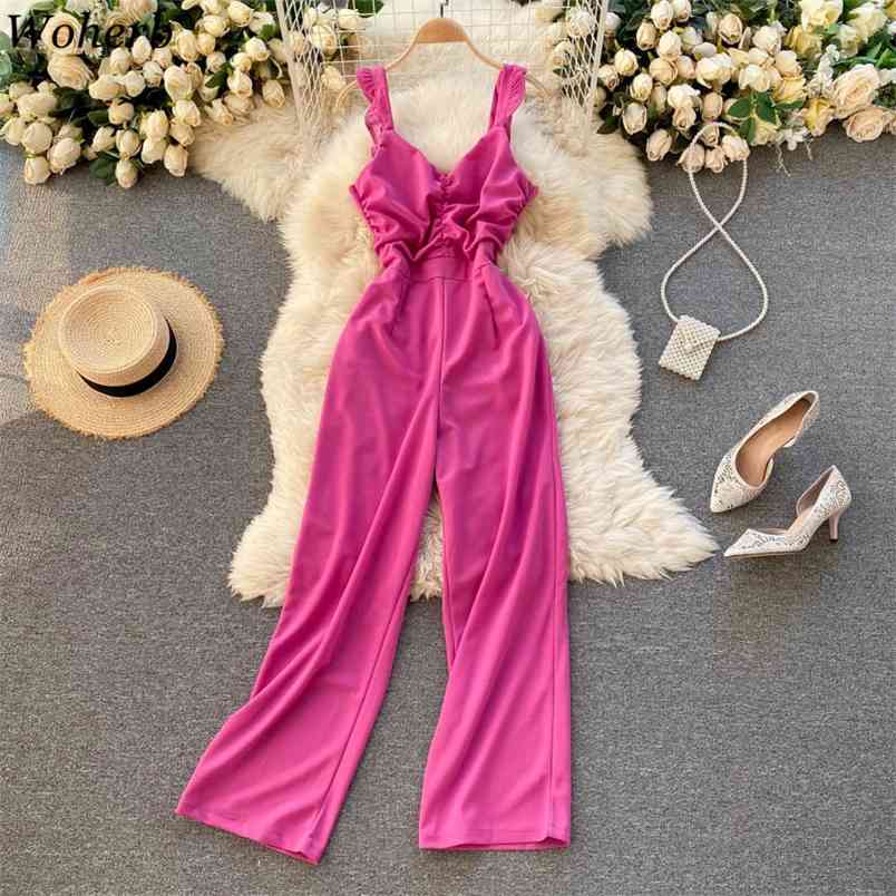 Jumpsuits for Women Elegance Sleeveless Wide Leg Long Pants Jump Suits Summer Bodysuit Sexy Club Outfits Ladies Playsuit 210519
