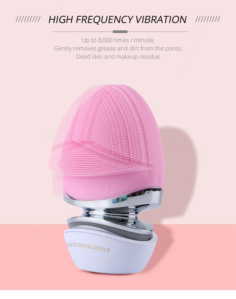 Electric wireless face deep cleaning wash massager waterproof vibration mini exfoliator EMS silicone facial cleansing brush