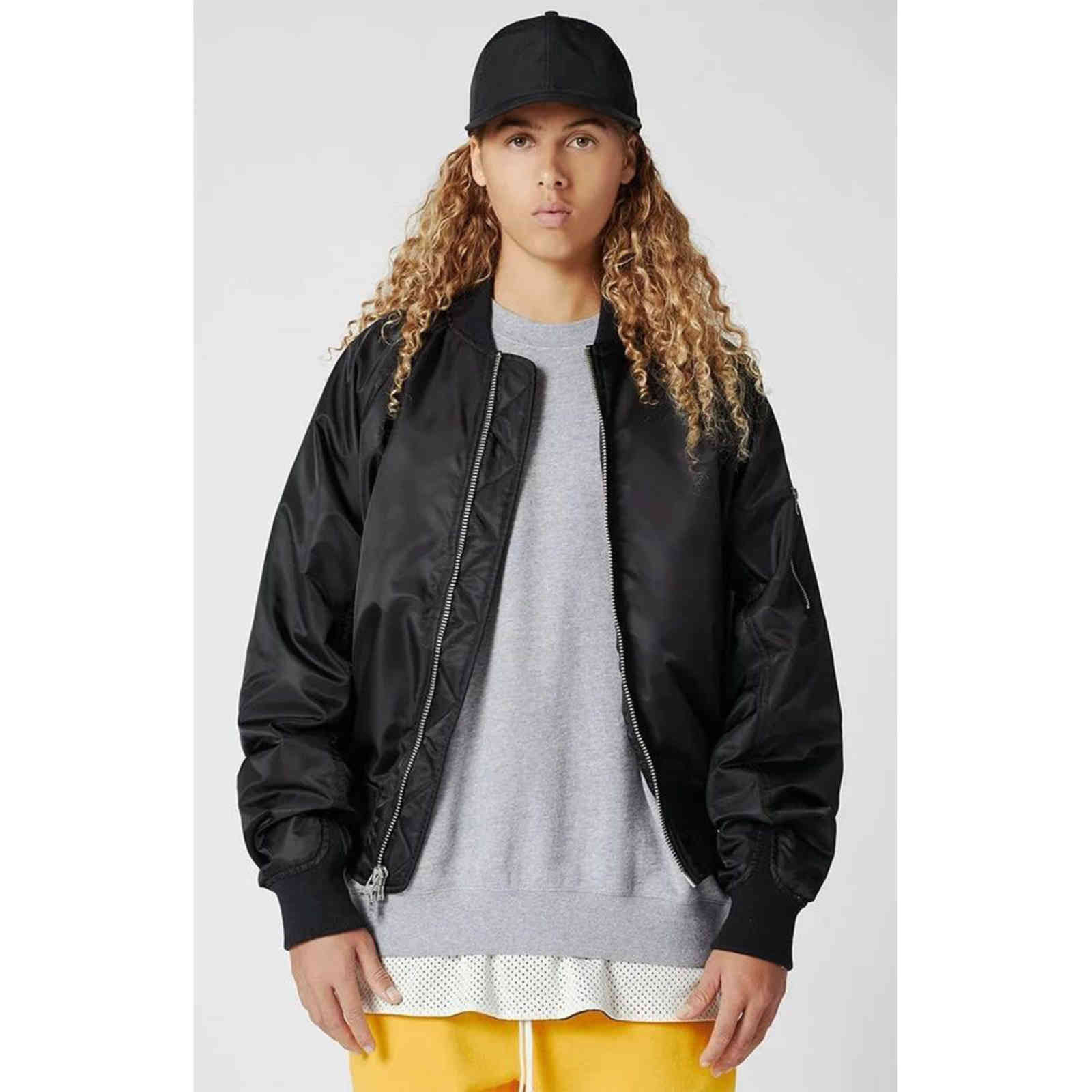 God Fear of Fog Essentials Raglan Bomber Jacket, Black