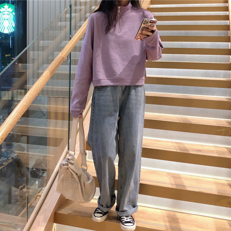 Wonder Sweatshirts Stand Collar Long Sleeve Spring Autumn Pullovers Feminino All-match Casual Prevalent Hoodies 210510