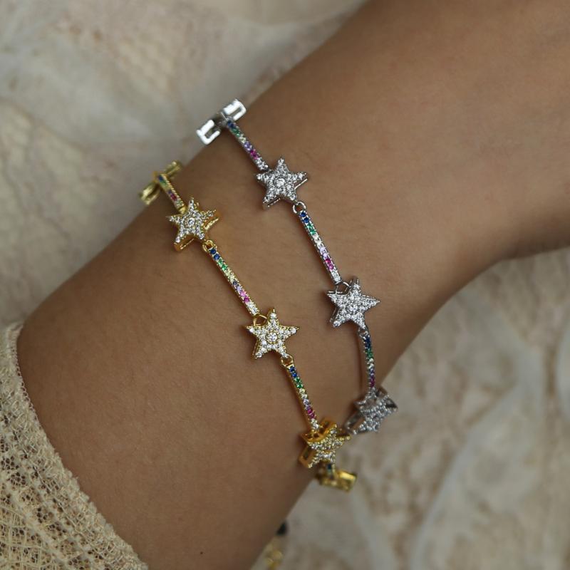 Charm Bracelets Christmas Gift Rainbow Colorful Cz Bracelet For Women Girls Sparking Star Charming Bangle Delicate Elegance
Charm Bracelets Christmas Gift Rainbow Colorful Cz Bracelet For Women Girls Sparking Star Charming Bangle Delicate Elegance