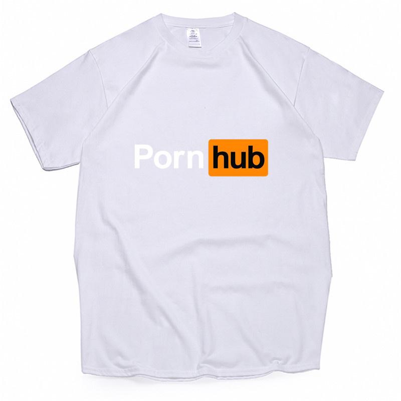 Men's T-Shirts Porn--hub Letter T-shirt Pure 100% Cotton Classic Short Sleeve Casual Streetwear Hip Hop Clothes ,Drop Ship