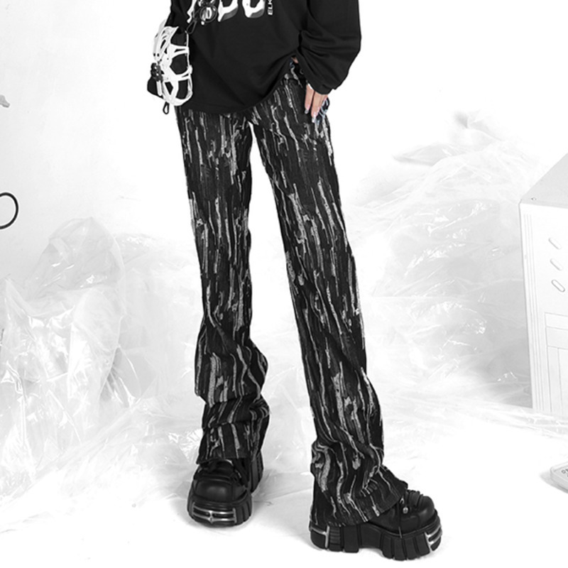 Homemade Punk Jeans Women's High Waist Ripped Holes Streetwear Loose Denim Flare Pants Female Trendy 5A1346 210427