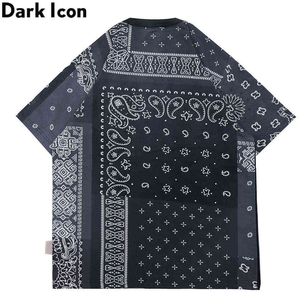 Purple Bandana T-shirt Men Women Round Neck Printed Street Fashion Men's Tshirts Green Blue Tee Male Top 210603