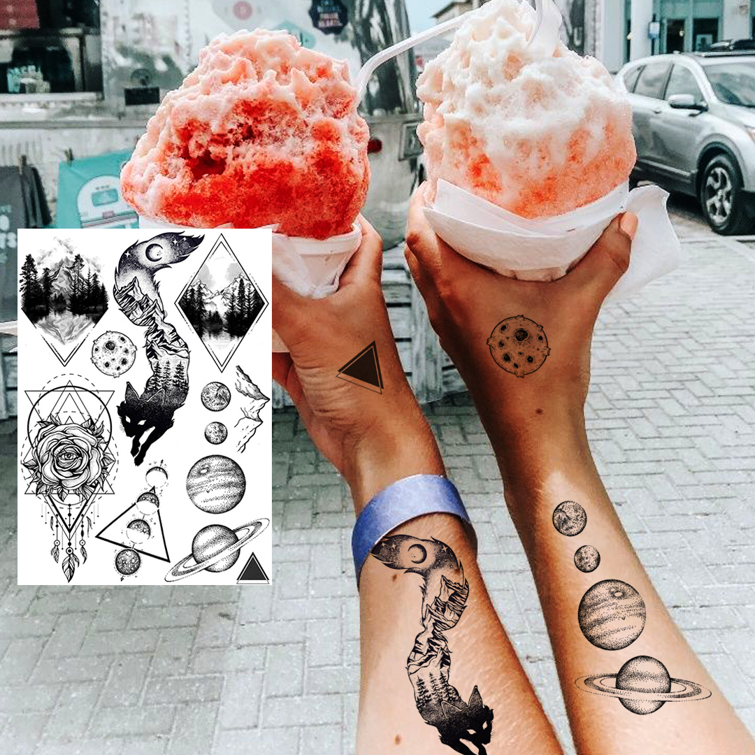 Waterproof Temporary Tattoos Sticker tattoo Stickers For Men Women arm Realistic Fake sleeve tatoo Black Animal Geometric Wolf Outer Space body art Decal Kids
Waterproof Temporary Tattoos Sticker tattoo Stickers For Men Women arm Realistic Fake sleeve tatoo Black Animal Geometric Wolf Outer Space body art Decal Kids
