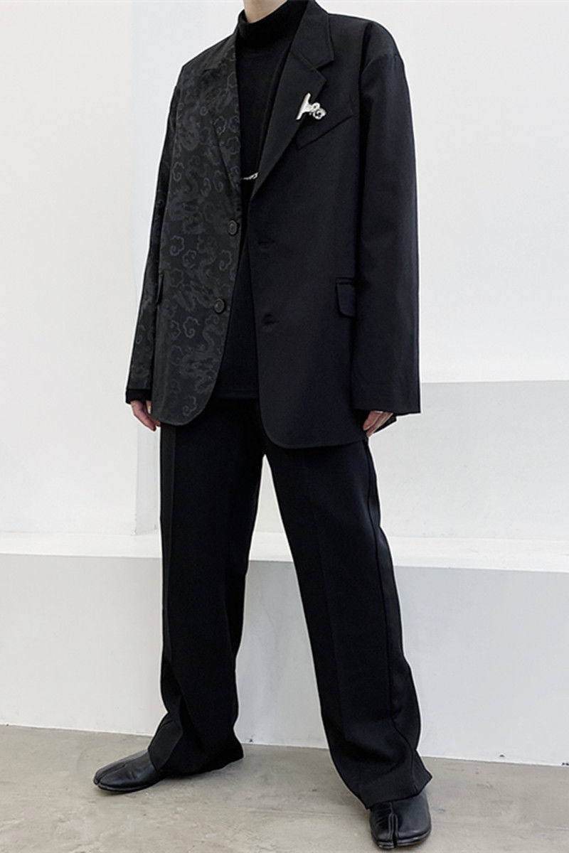 IEFB men's wear black chinese Dragon printted suit fashion spring male's personalized coat vintage blazers 9Y3295 210524