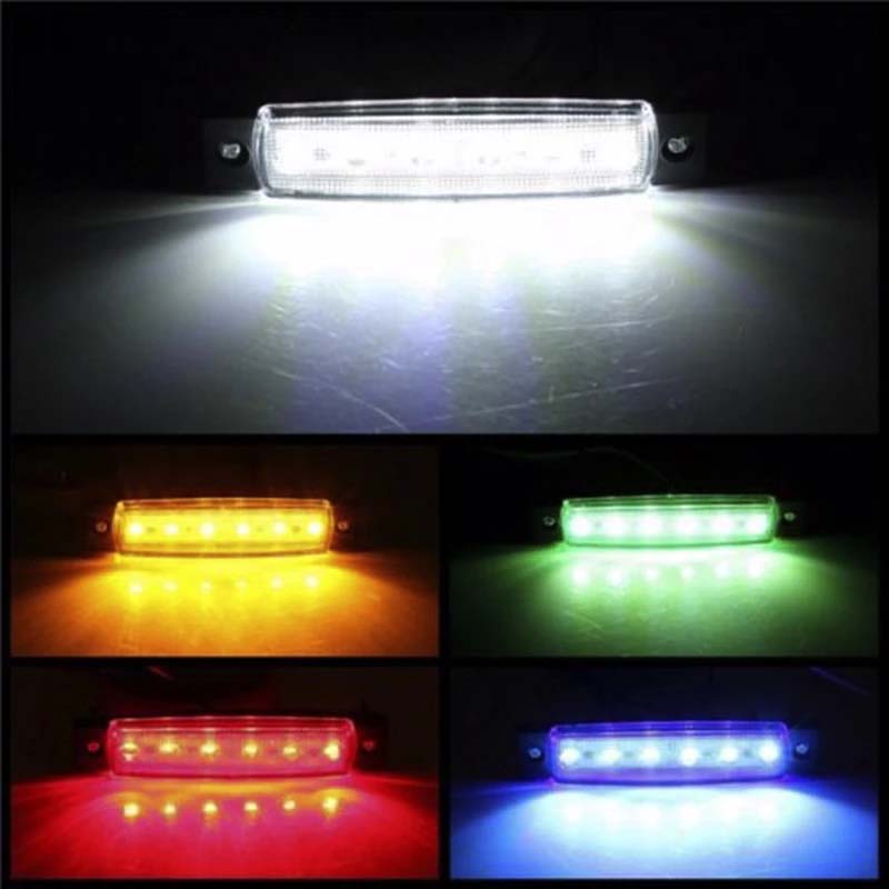 Universal Vehicle External Lights LED Lamp 12V/24V 6 SMD Auto Car Bus Truck Lorry Side Marker Indicator Light Low Trailer Rear Warning Lamps Safety Al