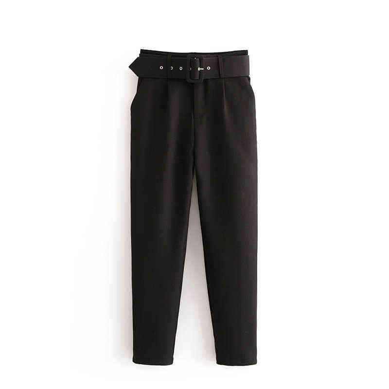 European American Style Pleated Multicolor Harem Pants Casual Solid Color Feet Women with Free Belt 211115