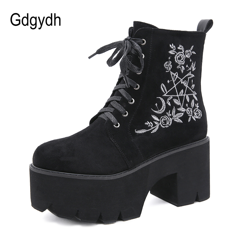 Gdgydh Fashion Flower Platform Boots Chunky Punk Suede Leather Womens Gothic Shoes Nightclub Lace Up Back Zipper High Quality K78, Black shoes
Gdgydh Fashion Flower Platform Boots Chunky Punk Suede Leather Womens Gothic Shoes Nightclub Lace Up Back Zipper High Quality K78, Black shoes