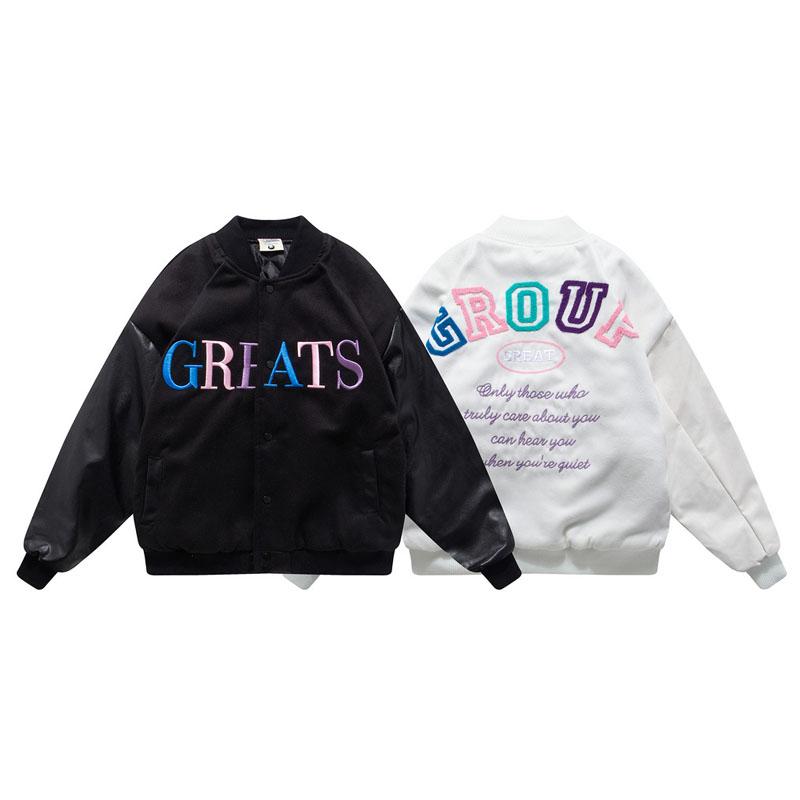 Men's Jackets Vibe Men Letter Embroidery Solid Color Jacket PU Leather Sleeve Stitching Baseball Uniform Loose Harajuku Streetwear Coat, Black;brown
Men's Jackets Vibe Men Letter Embroidery Solid Color Jacket PU Leather Sleeve Stitching Baseball Uniform Loose Harajuku Streetwear Coat, Black;brown