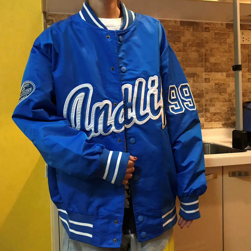 Men's Varsity Bomber Jackets Embroidery Letters Oversized Hip Hop Streetwear Casual Baseball Uniform Coats Vintage Male Clothing 210818