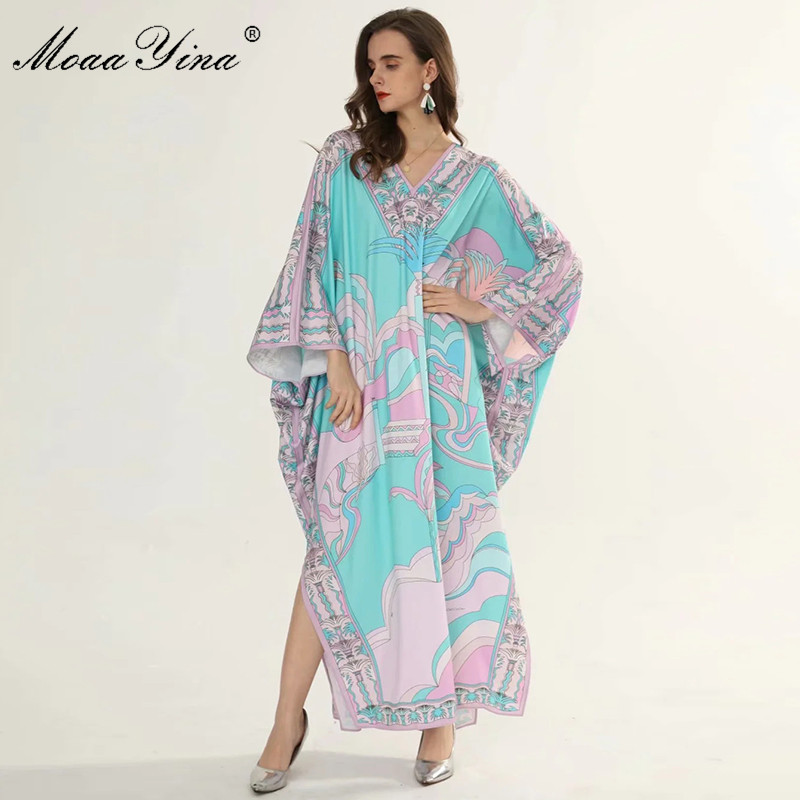 Fashion Designer dress Autumn Women's Dress V Neck Batwing Sleeve Print Loose Plus Size Maxi Dresses 210524, Multi
Fashion Designer dress Autumn Women's Dress V Neck Batwing Sleeve Print Loose Plus Size Maxi Dresses 210524, Multi
