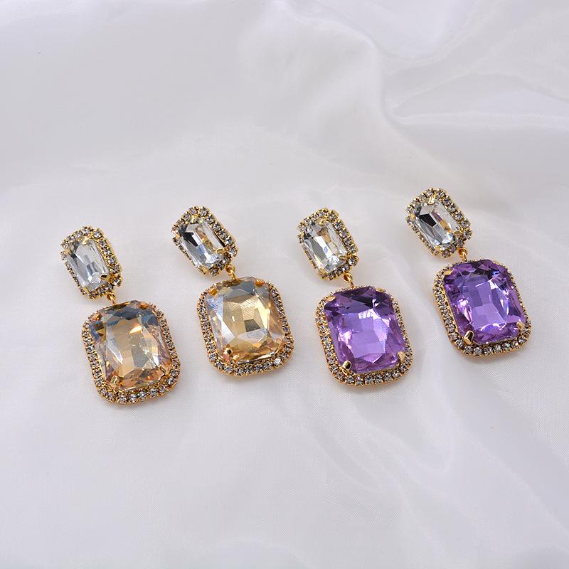 Stud Korean Temperament Gem Fashion Sweet Earrings Simple Rectangular Exaggerated European And American Style Party Ear Jewelry Women, Golden;silver
Stud Korean Temperament Gem Fashion Sweet Earrings Simple Rectangular Exaggerated European And American Style Party Ear Jewelry Women, Golden;silver