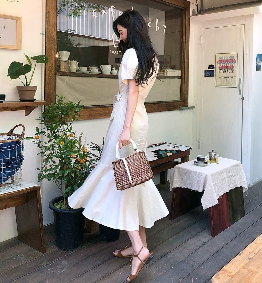 Elegant Dress Long Woman Cute Short Sleeve Korean Japan Style Clothes Date Wear Temperament Lady Ruffles Button Shirt 210519