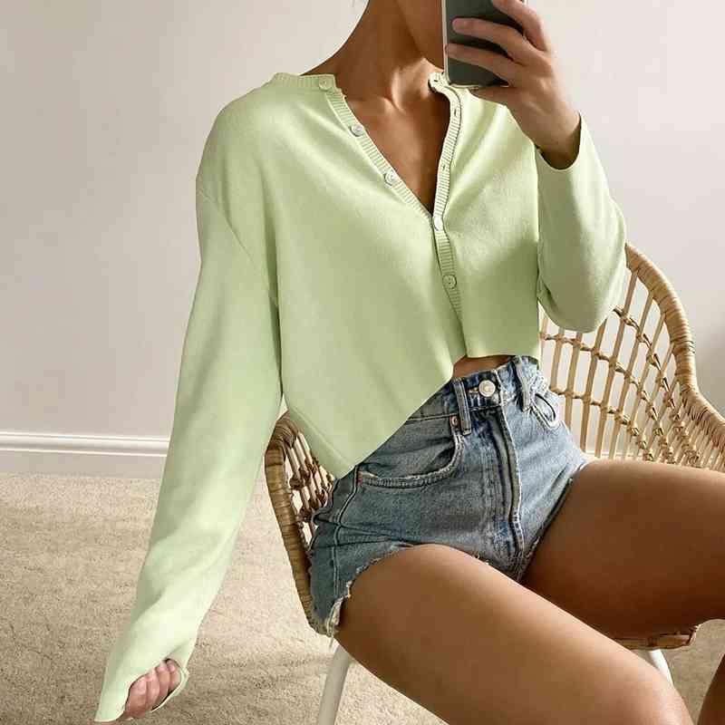 elegant women green knitted blouses set fashion ladies vintage bomb tops casual female soft shirts girls chic 210430