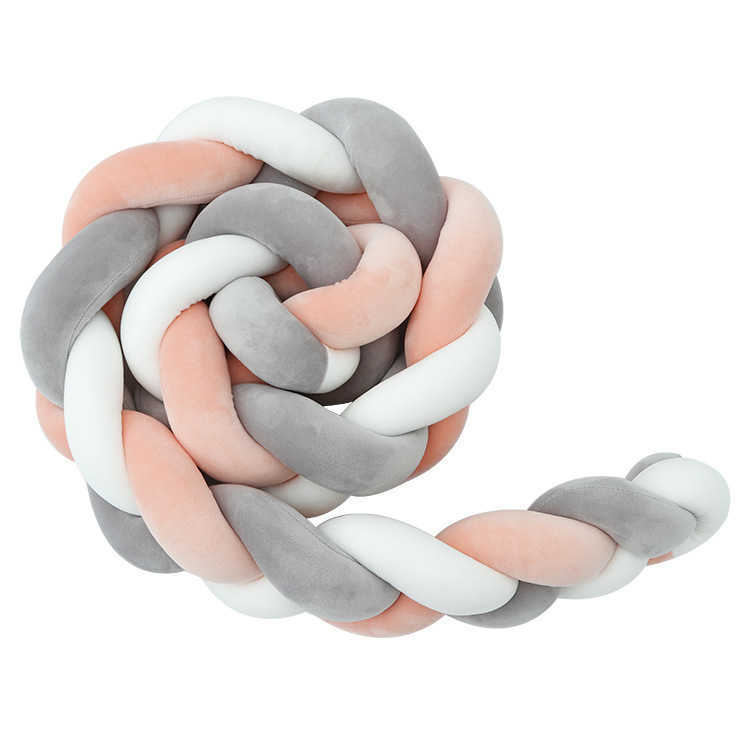 100cmBaby Bumper Bed Braid Knot Pillow Cushion for Infant Kids Crib Protector Cot Room Decor Anti-collision 211025