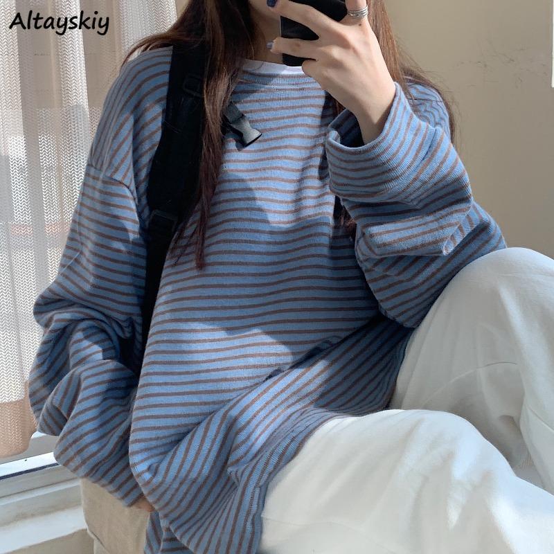 Women's Hoodies & Sweatshirts Women Striped O-neck Panelled Autumn Aesthetic Baggy Comfort Ulzzang Design Simple All-match Casual Femme Teen, Blue
Women's Hoodies & Sweatshirts Women Striped O-neck Panelled Autumn Aesthetic Baggy Comfort Ulzzang Design Simple All-match Casual Femme Teen, Blue