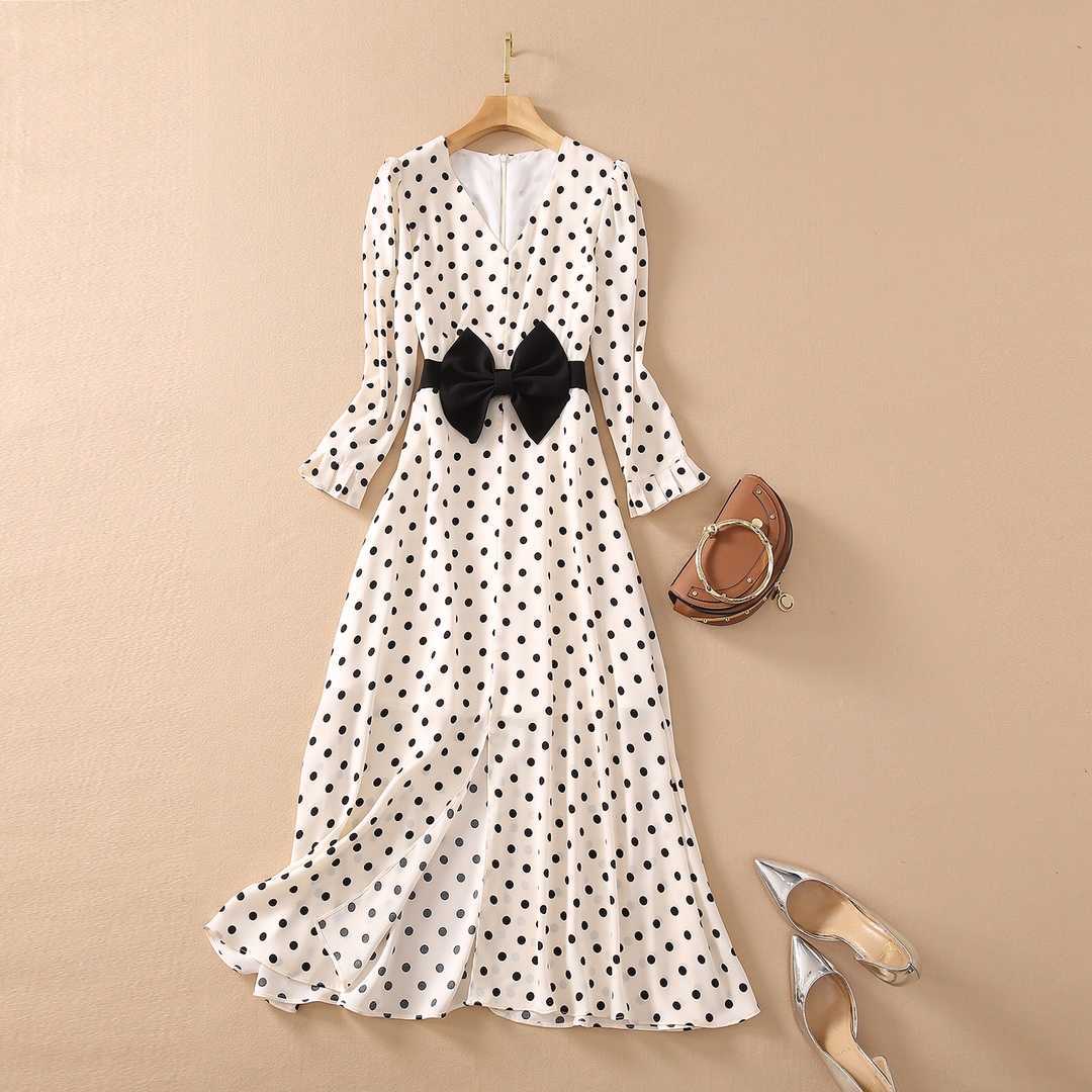 HIGH QUALITY Spring est Fashion Women' Elegant Bow V-Neck Polka Dot Print Split Long Dress 210526, Creamy-white
HIGH QUALITY Spring est Fashion Women' Elegant Bow V-Neck Polka Dot Print Split Long Dress 210526, Creamy-white