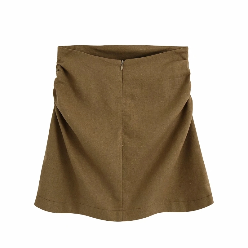vintage office laydies tailored skirts autumn linen women mini sexy female concise girls straight skirt 210430