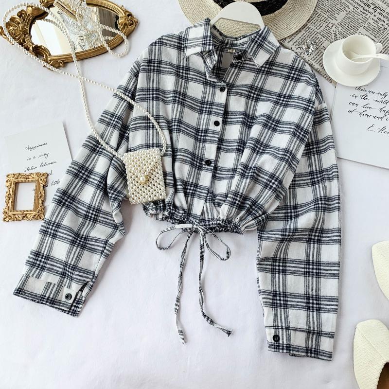 Women's Blouses & Shirts Women Autumn Korean Loose Slim Short Crop Tops High Waist Student Plaid Blouse J097 40CD, Black
Women's Blouses & Shirts Women Autumn Korean Loose Slim Short Crop Tops High Waist Student Plaid Blouse J097 40CD, Black