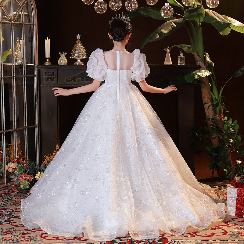 Puffy Girls Dresses 3D Wer V Neck Long Train Kids Teens Pageant Gowns Birthday Party Dress For Wedding Cooktail Gown 403 6660311