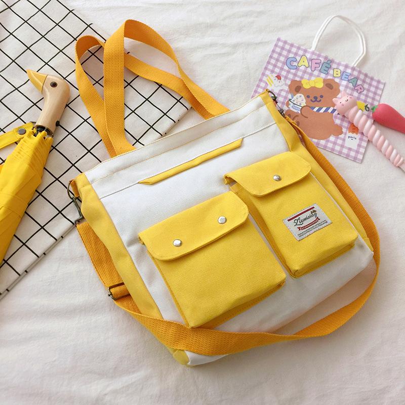 School Bags Women's Double Pocket Canvas Bag Fashion Trend Single Shoulder With Lid Zipper Messenger Student Tuition, Green
School Bags Women's Double Pocket Canvas Bag Fashion Trend Single Shoulder With Lid Zipper Messenger Student Tuition, Green