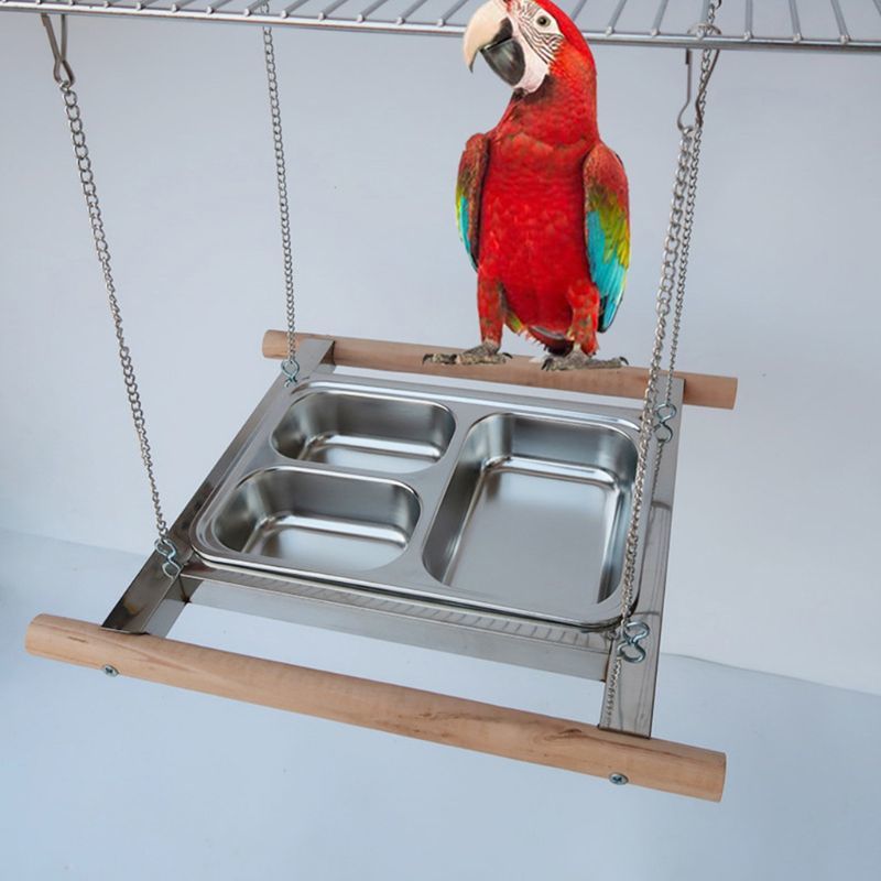 Knoping Rvs Bird Feeder Cup Papegaai Kooi Food Water Come Feeding dish