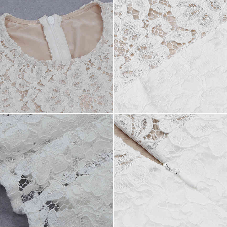 Winter Women White Lace Long Sleeve Dress Sexy Lady O Neck Midi Fashion Celebrity Evening Runway Club Party 210423