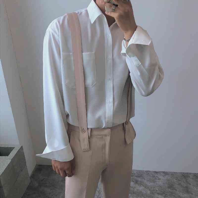 IEFB /men's wear Spring long-sleeved shirt Korean style trendy handsome vintage fashion shirt loose tops for male Y3451 210524