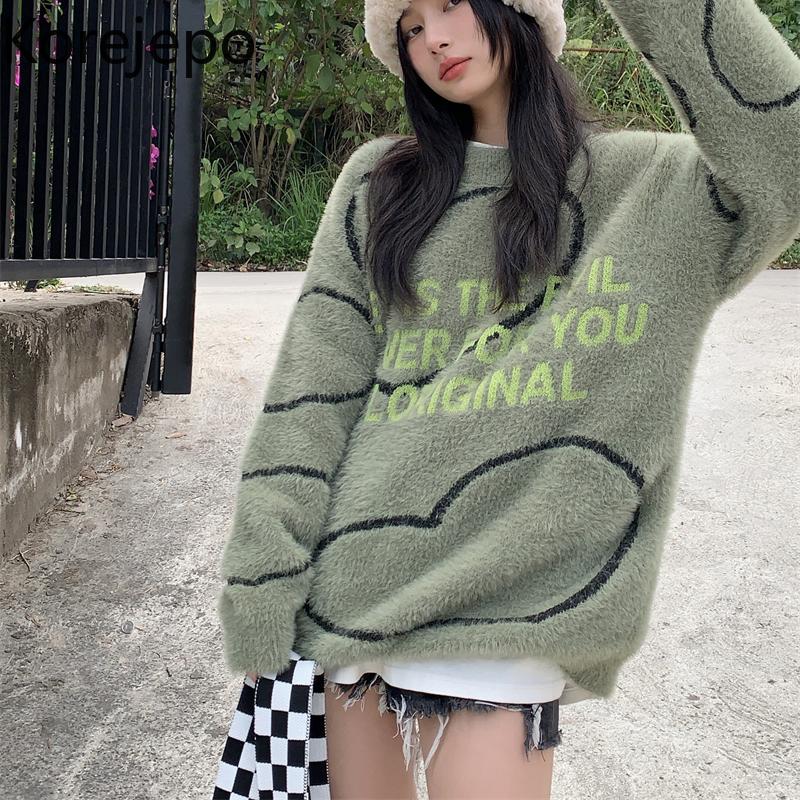 Women's Sweaters Korejepo Printed Lazy Sweater Winter 2021 Korean Thickened Long Sleeve O-Neck Loose And Thin Casual Top, White;black
Women's Sweaters Korejepo Printed Lazy Sweater Winter 2021 Korean Thickened Long Sleeve O-Neck Loose And Thin Casual Top, White;black