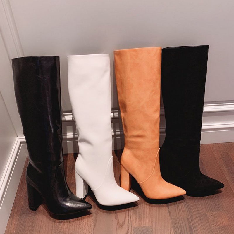 Woman black knee boots 10.5cm chunky high-heeled designer martin long boot solid color genuine leather elastic booties, 2#
Woman black knee boots 10.5cm chunky high-heeled designer martin long boot solid color genuine leather elastic booties, 2#