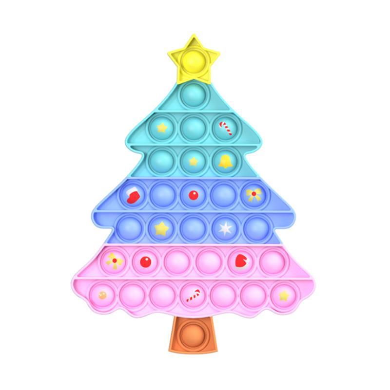 Silicone Cartoon Christmas Tree Push Bubble Sensory Toy Anti-stress Relaxing fidget Autism Toys Stress Relieve Educational for Adult Kid Xmas Gifts FY