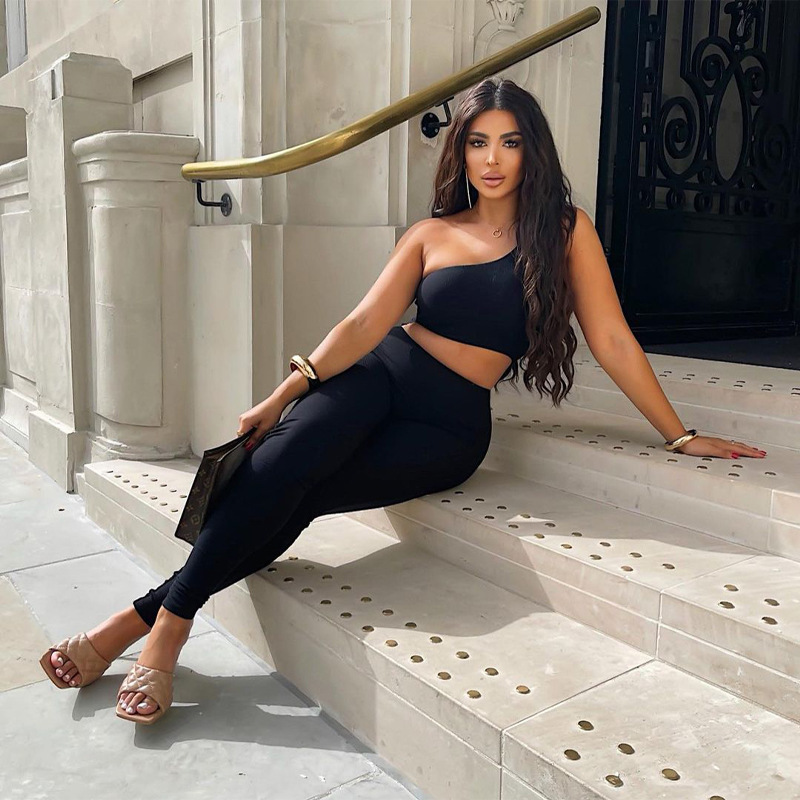 Women One Shoulder Hollow Out Bodycon Jumpsuit Casual Sleeveless Ribbed Streetwear Sporty Playsuit Summer Solid Slim Romper 210522