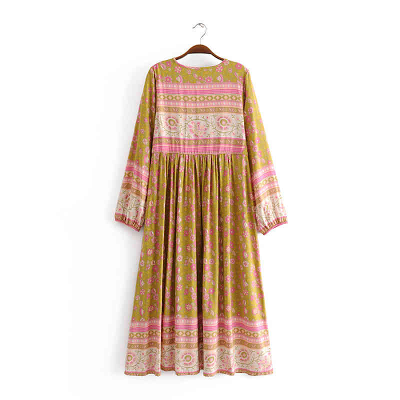 beauty Holiday Chic Floral Print Maxi Dress Women Bohemian Fashion Loose Long Dresses Female Vestido De Moda 210514