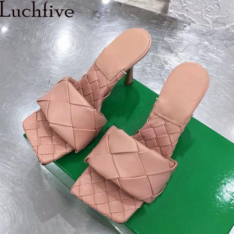 High Puality Woven Thin Heel Slippers Woman Candy Color Square Open Toe Real Leather Sandals Summer Skirt Beach Party Shoes, Black
High Puality Woven Thin Heel Slippers Woman Candy Color Square Open Toe Real Leather Sandals Summer Skirt Beach Party Shoes, Black