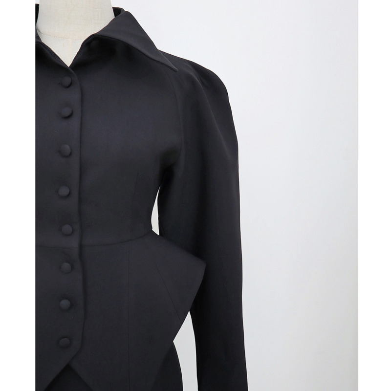 [DEAT] Lapel Collar Puff Sleeve Single Breasted Top Knee-length Black Skirt Two Piece Set Women Y2k Cothes Spring GX206 210428