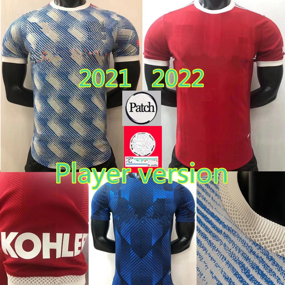 TOP Manchester soccer jersey 2021 2022 UNITED Player version RONALDO SANCHO POGBA CAVANI MARTIAL UTD VAN DE BEEK B. FERNANDES RASHFORD LINGARD football shirt 21 22 man